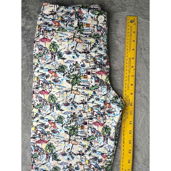 Talbots Petite Ankle Pants Beach Town Print Colorful Cotton Casual Ladies - Picture 7 of 9